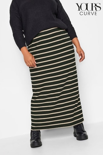 Yours Curve Black Ribbed Skirt (Q56039) | £24