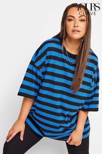 Yours Curve Blue Oversized Boxy T-Shirt (Q56056) | £19