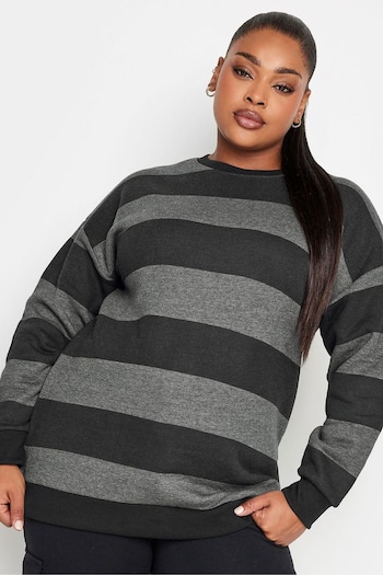 Yours Curve Black Striped Sweatshirt (Q56071) | £24