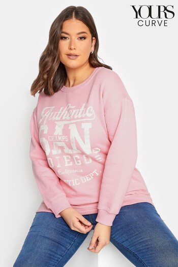Yours Curve Pink Logo Crew Sweatshirt (Q56081) | £27