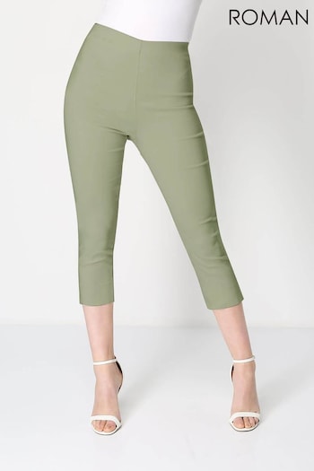 Roman Green Chrome Cropped Stretch Trousers (Q56083) | £28