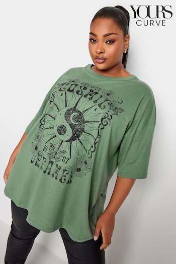 Yours Curve Green Boxy T-Shirt (Q56095) | £19