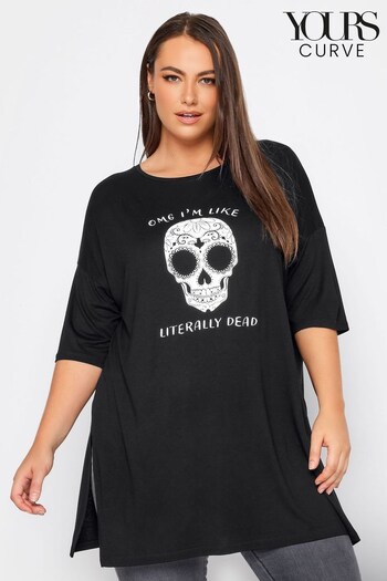 Yours Curve Black Novelty Halloween Oversized T-Shirt (Q56100) | £19