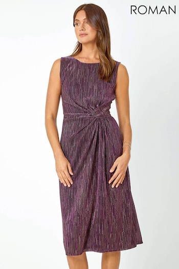 Roman Purple Shimmer Plisse Twist Ruched Dress (Q56124) | £55