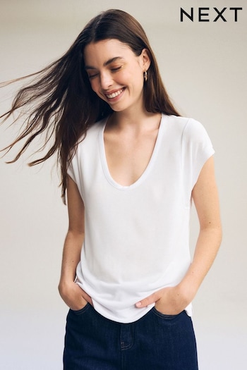 White Premium Modal Rich Short Sleeve Scoop Neck T-Shirt (Q56170) | £18