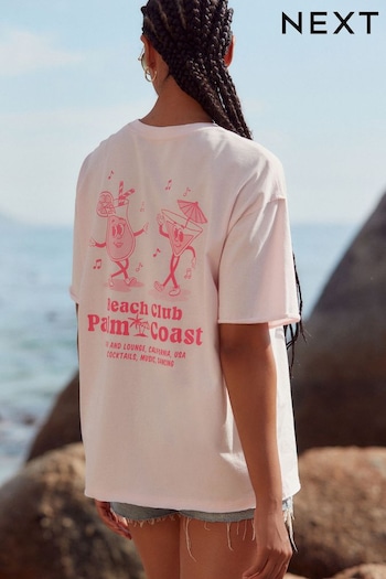 Pink Graphic Bold Summer Print Graphic Short Sleeve Crew Neck T-Shirt (Q56182) | £15