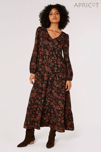 Apricot Black Floral Enchantment Maxi Dress (Q56223) | £40
