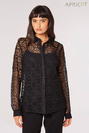Apricot Black Geometric Guipure Lace Shirt (Q56227) | £35