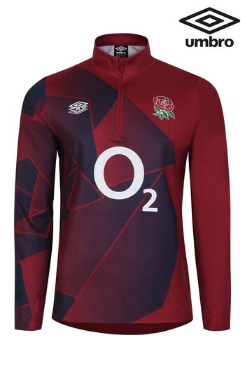 Umbro Red England Warm Up Rugby Mid Layer Top (Q56427) | £70
