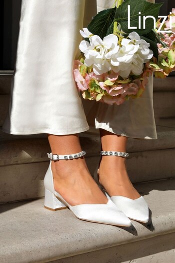 Linzi Cream Fearne Court Block Heels With Diamante Ankle Strap (Q57021) | £35