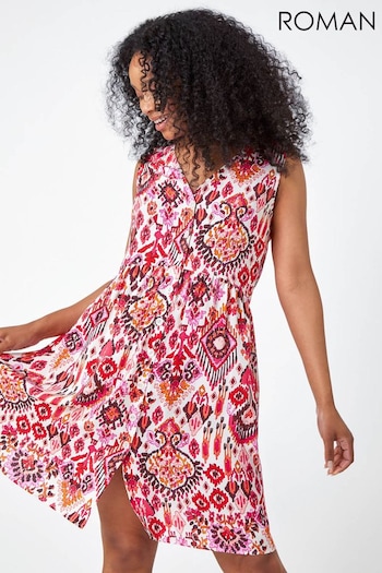Roman Pink Petite Aztec Print Tunic Skinny Shirt Dress (Q57072) | £38