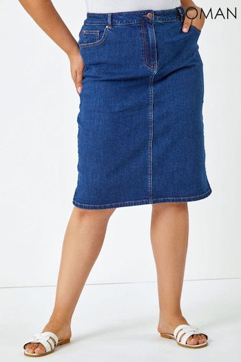 Roman Blue Curve A Line Stretch Denim Skirt (Q57115) | £26