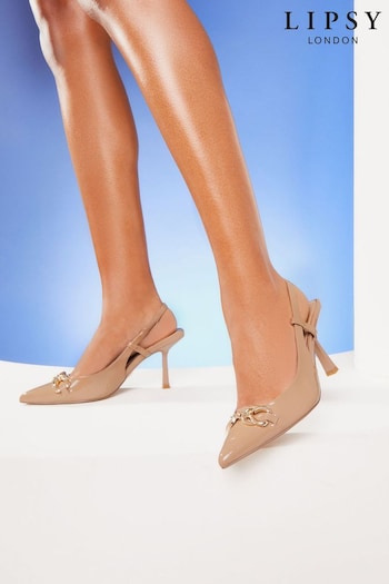 Lipsy Camel Regular Fit Mid Heel Trim Slingback Court Shoe (Q57221) | £46