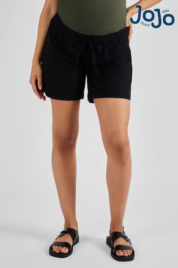 velvet-trim shift dress Black Linen Blend Maternity Shorts will (Q57268) | £36