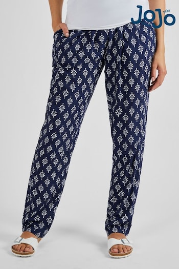 JoJo Maman Bébé Navy Batik Printed Maternity Purple Trousers (Q57304) | £39.50