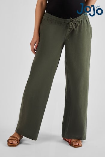 JoJo Maman Bébé Khaki Green Linen Blend Maternity Riviera Trousers (Q57306) | £39.50