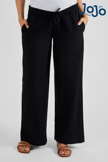 JoJo Maman Bébé Black Linen Blend Maternity Trousers lace (Q57309) | £39.50