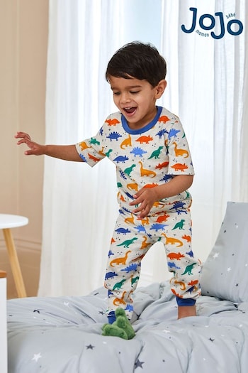 JoJo Maman Bébé Ecru Dino Printed Jersey Pyjamas (Q57311) | £19