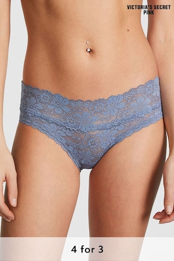 Victoria's Secret PINK Dusty Iris Blue Lace Hipster Knickers (Q57325) | £9