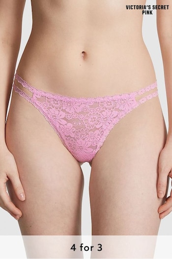 Victoria's Secret PINK Pink Bubble Thong Lace Strappy Thong Knickers (Q57350) | £9