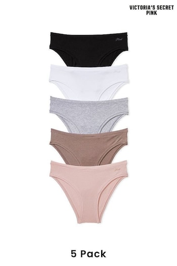 Victoria's Secret PINK Black/White/Grey/Nude Cheeky Multipack Cotton Knickers (Q57364) | £25
