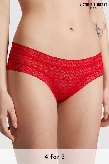 Victoria's Secret PINK Red Pepper Heart Lace Cheeky Knickers (Q57368) | £9
