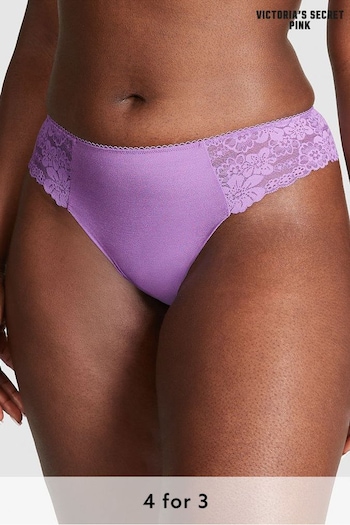 Victoria's Secret PINK Glaced Violet No Show Lace Trim Thong Knickers (Q57395) | £9