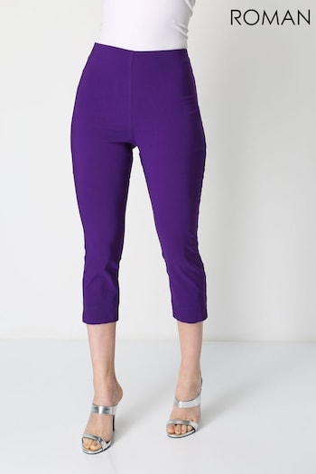 Roman Purple Cropped Stretch Trousers (Q57466) | £24
