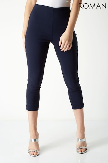 Roman Blue Cropped Stretch Trousers Versace (Q57514) | £30