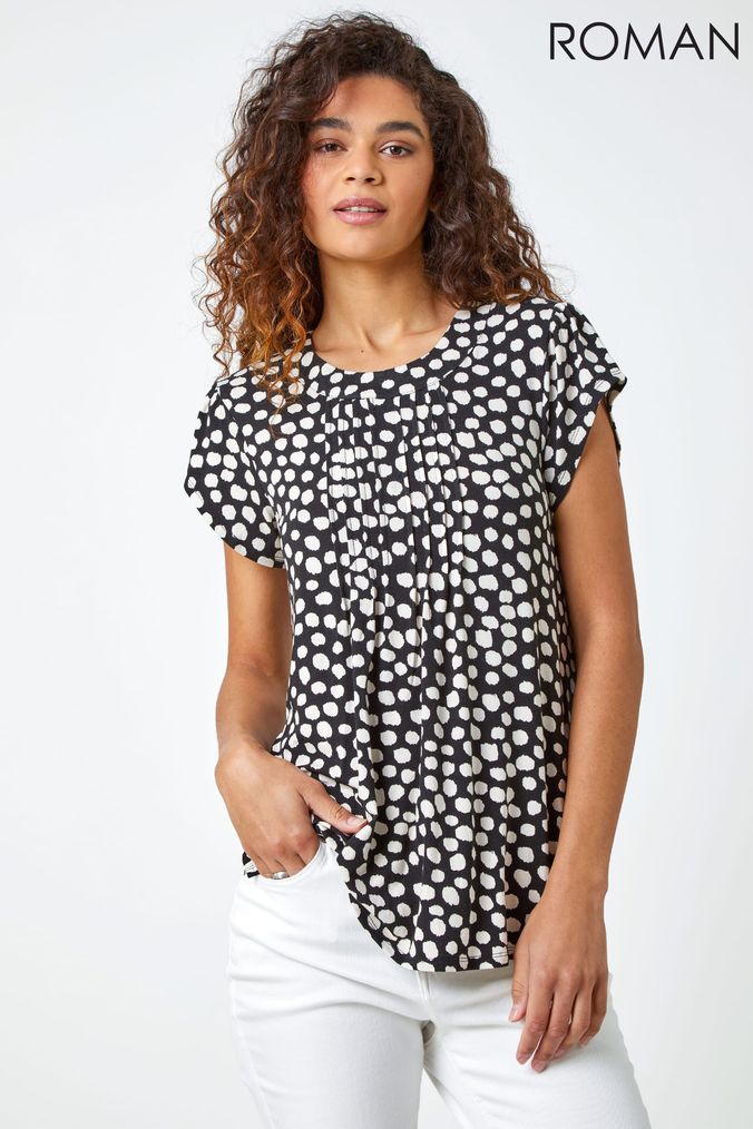 Black and white hot sale spotty top
