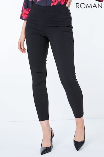 Roman Black Full Length Side Zip Stretch Trousers (Q57726) | £26