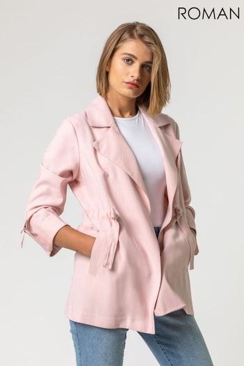 Roman Pink Tie Waist Longline Jacket (Q57739) | £45