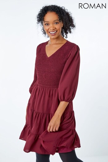 Roman Red Petite Petite Shirred Tiered Dress (Q57867) | £40