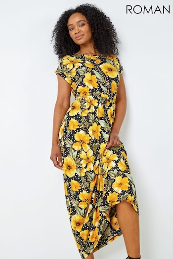 Roman Yellow Petite Floral Spot Print Maxi Dress (Q57889) | £38