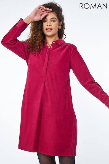 Roman Pink Corduroy Tunic Shirt Dress Minnie (Q58010) | £48