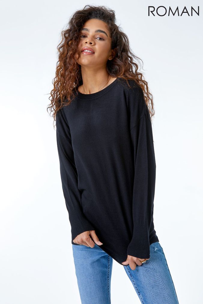 Black plain sweater women's sale