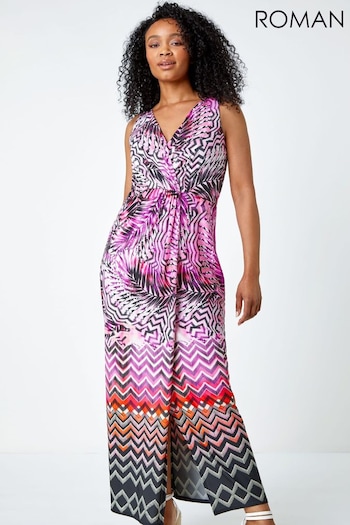 Roman Pink Abstract Print Maxi Wrap Dress (Q58183) | £48