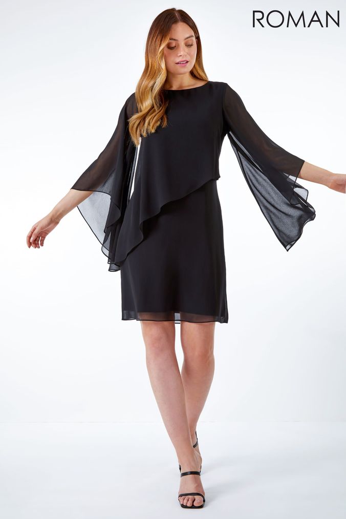 Chiffon overlay three quarter sleeve dress top
