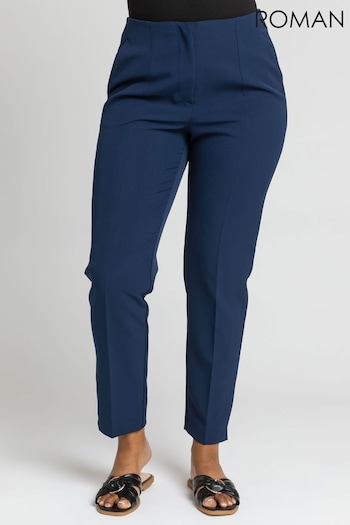 Roman Blue Petite Soft Jersey Tapered Trousers (Q58349) | £26