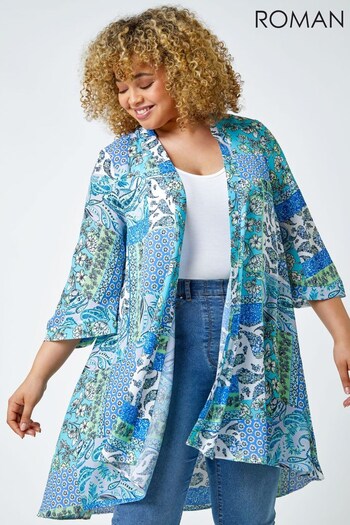 Roman Blue Curve Longline Kimono (Q58402) | £40