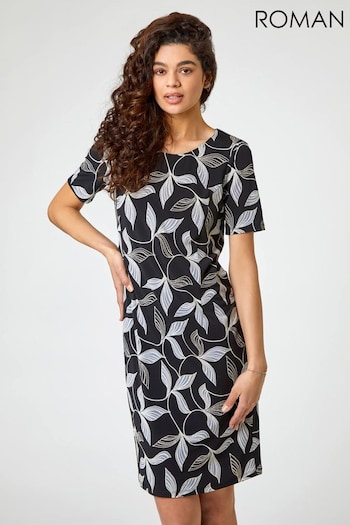 Roman Grey Floral Puff Print Shift Dress (Q58477) | £38
