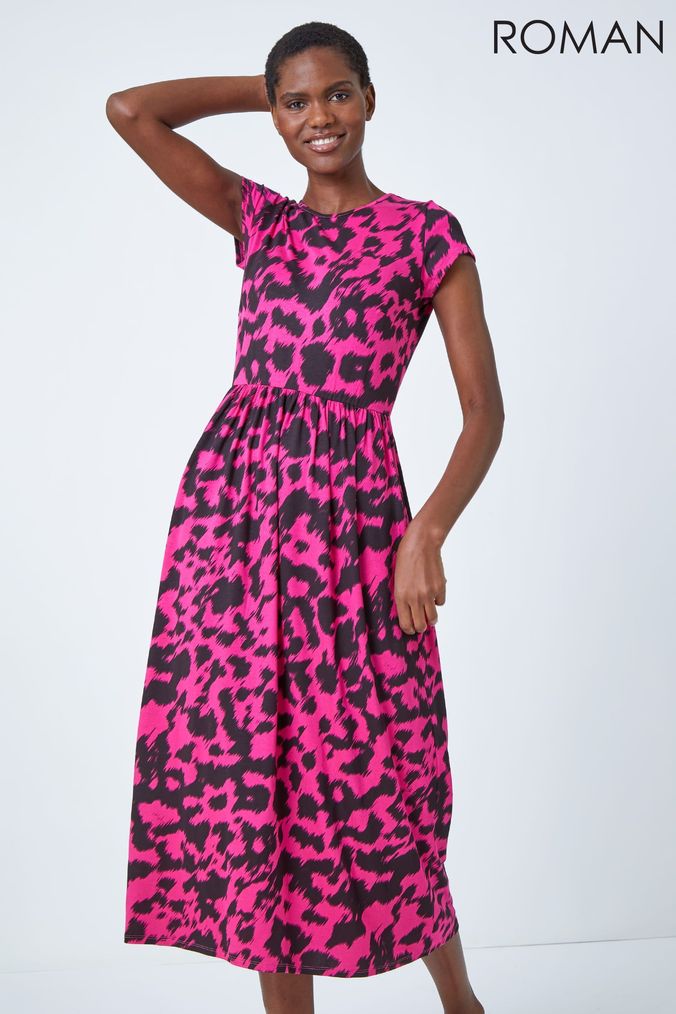 Buy Women s Roman Midi Ruched Print Dresses Online Next UK