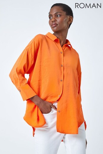 Roman Orange Oversized Longline Shirt (Q58614) | £32