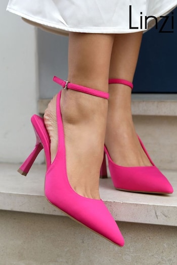 Linzi Pink Miller Wrap Around Ankle Strap Court Heels (Q58831) | £32
