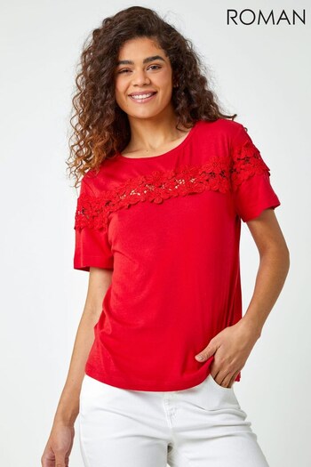 Roman Red Lace Detail T-Shirt (Q58868) | £26