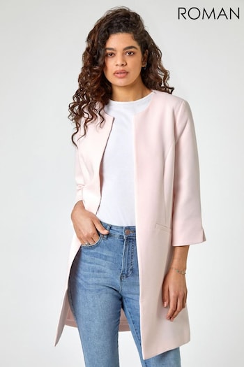 Roman Pink Textured Longline Jacket (Q58869) | £58