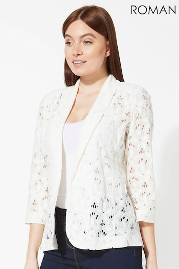 Roman Cream Floral Lace 3/4 Sleeve Jacket (Q59042) | £32