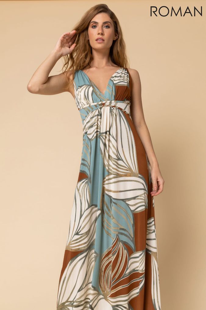 Buy Women s Blue Roman Maxi Sleeveless Dresses Online Next UK