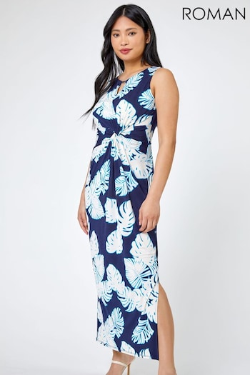 Roman Blue Petite Tropical Print Maxi Dress (Q59218) | £45