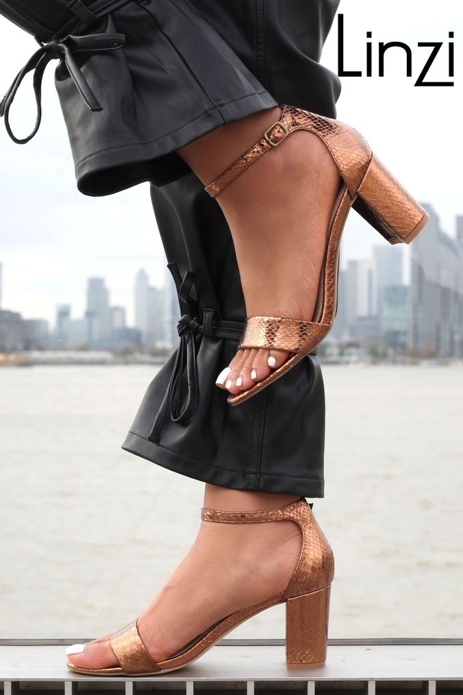Buy Women s Block Heel Embellished Sandals Brown Online Next UK
